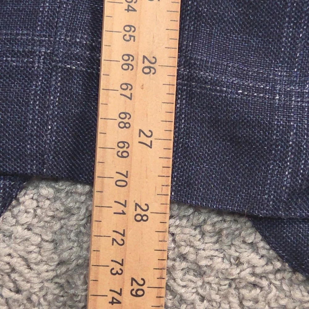 Samuelsohn Wool Linen Blazer 40R Blue Plaid Altered Fits Like 36 S Windowpane